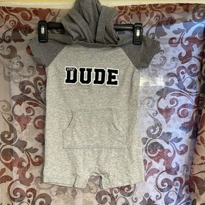 Gray Carters Onesie With Hood And Front Pocket